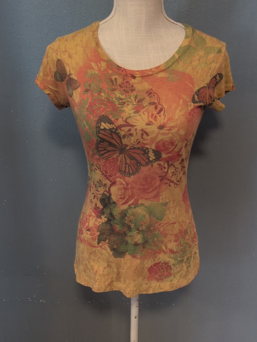 Self Esteem Boho Y2K Butterfly Babydoll Floral Cotton Blend Hippie Top Festival